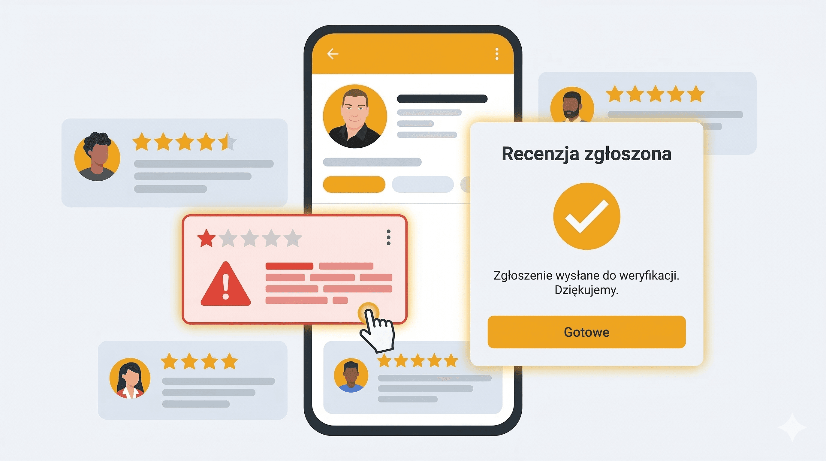 Obrazek przedstawiający usuwanie negatywnej opini z google